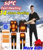 MEN039S Roupa térmica Inverno 14 Aquecimento de zona Conjunto de smartphone elétrico USB Controle de smartphone subwea L2210174425703