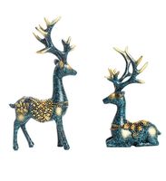 2pcs Ornaments Couple Deer Shape Resin Artistic Beautiful Mi...