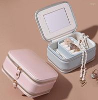 Bolsas de joyas bolsas caja portátil cómoda de cuero falso mini escaparate almacenamiento de moda para anillos pulsera rita22