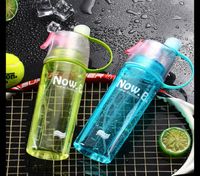 Botella de agua de spray de 600 ml Fitness portátil Vumor portátil Copa de plástico transparente con bicicleta de testimonio de paja al aire libre 220316