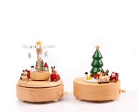 Creative Christmas Tree Music Box Wooden Rotating Music Boxs...