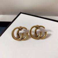 Stempel klassischer Stil zwei Buchstaben Ohrringe Aretes Women Fashion Einfache Markendesigner Ohrringe Hochzeitsfeier Geschenkschmuck mit Schachtel