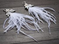 Tocados Fyuan Geométrico Paradas de perlas Banda para el cabello para mujeres Blanco linda pluma colgan bodas joyas de fiesta