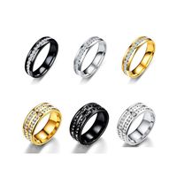 Ringas de banda Aço inoxidável Diamond Ring Moda Titanium Wedding Classic Sier Plated Double Row Crystal Promise Drop Deliver