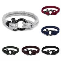 Bracelet manchette ￠ corde tress￩e pour hommes femmes bracelets nautiques l￩gers avec fermoir en fer en acier inoxydable bijoux de mode Dr Dhzyx