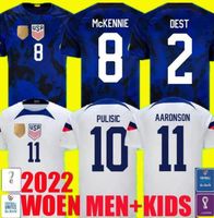 2022 Pulisic USAS Soccer Jersey Men Kids Kits United States 23 23 Football Shirt Aaronson 2023 Reyna McKennie Morris Dest Yedlin Llanez Adams Home Away Away Women