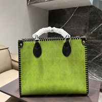 Shopping Tote Bag Green Leather Handbags Luxury Top Designer...