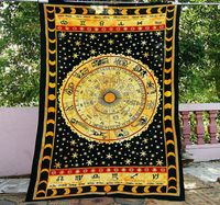 5770 pulgadas Hor￳scopo de zodiaco negro Tapiz de pared Astrolog￭a India Tapiz colgante Tapices de arte ￩tnico Home Decorative Gi