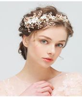 Princesas hechas a mano de perlas de oro hechas a mano tocados de novia tocados de boda accesorios nupciales T308814
