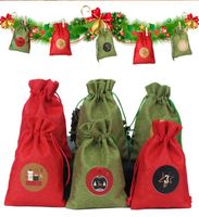 24pcs Packaging S Sack Santa avec autocollants Diy Candy Storage Socches NAVIDAD Sac-cadeau de Noël