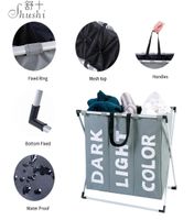 Shushi Taşınabilir Su Geçirmez Çamaşır Çantaları Sepetler Depolama Çantası Metal Sepet Çamaşır Organizatör Ev Kirli Bez Çamaşırhane Lj201