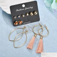 Dangle Chandelier Simple Bohemian Alloy Tassel Earrings Set ...