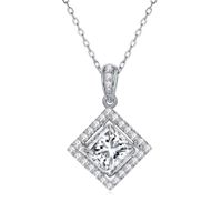 Sterling Pendant with Center Moissanite Square Princess Cut ...