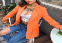Women039s Suits Blazers Turuncu Fahsion Gidip Kadınlar Sokak Indie Orta Uzunluk Düz Renkler Tek Göğüslü Takım 2022 Bahar Au