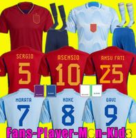 2022 إسبانيا لكرة القدم قمصان الجماهير نسخة اللاعب Pedri Ansu Gavi Fati Ferran Torres Morata Football Shirt Koke Azpilicueta 2023 Asensio 23 23 Men and Kids Kits Sets