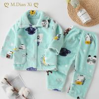 Pyjamas Winter Babykleidung Set Mädchen Kinder warme Flanellwolle Cartoon Familie 221124