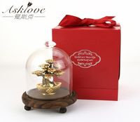 Feng Shui Fortune Tree Gold Foil Money Tree Bonsai Office Tabletop Lucky Wealth Ornaments Gifts Home Decorator with Gifts Box T20