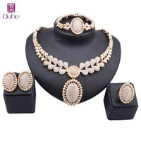 Dubai Women' s Gold Color Crystal Jewelry Set Large oval...