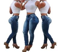 Femmes039 jeans High Rise Stretchy Ripped Skinny Blue Premium Pantalon à tendance pantalon