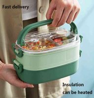 Acciaio inossidabile per il pranzo isolato Studente Can Riscaldamento a microonde con Doublelayer Portable Food Box Outdoor J220707