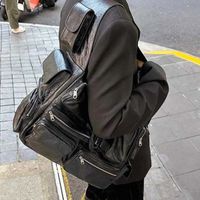 Superbusy büyük askı çantası siyah arena kuzu derisi yaşlı gümüş donanım kayıp bant koleksiyonu bb logo zip çektirme lüks tasarımcı omuz çantaları z46k#
