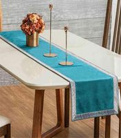 청록색 테이블 러너 현대 기하학적 고급 침대 러너 천 사각형 웨딩 파티를위한 소프트 식당 210628