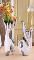 Vasi 2 Pieceset creativa forma del pesce design fiore vaso per casa arredamento in ceramica decorativa per soggiorno ornamento artigianale