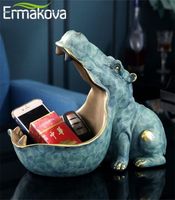 Ermakova Harz Hippo Statue Hippopotamus Skulptur Figur Key Candy Container Home Table Dekoration Zubehör 220622