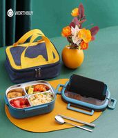 Worthbuy L Lunge Steel Lunch Steel Lunch Box с отсеком Портативное протезной пищевой контейнер для детского школьного пикника Bento J220707