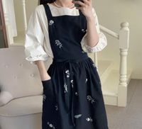 Фарфоры корейский модный платье цветочный магазин искусство маникюр молоко чай бариста блуз Bib Custom для женщины 221103