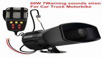 60W Polis Siren Alarm Amplifikatörü 7 Direkleme Ses Yüksek sesle seslendirme, polis ambulans için mikrofon ile boynuzlu araba itfaiye aracı motosiklet