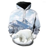 Animali con cappucci da uomo Animali divertenti 3D polar orsi nella stampa con cappuccio di moda con cappuccio per ghiaccio