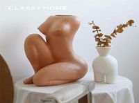 Jarrones Resin Woman Body Art Cabeza Figuras de retrato de jarrones Crafts de escultura de esculturas Accesorios para el hogar R5275