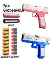 Giocattoli pistola 2 pcsset soft proiettile pistole manuale corto colore proiettile bullotto pistola pistola pistola glock per bambini ragazzi giocattoli giocattoli compleanno