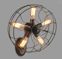 Настенные лампы Retro Loft Style Vintage Industrial Fan Lamp с 5 головой E27 Edison Bulb 110220V вентилятор для дома