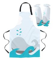 Önlükler çizgi film balina beyaz bulut sevimli apron mutfak temizlik pinafore berber yemek aksesuarları kadın için