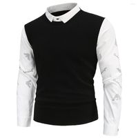 Erkek Sweaters YM600 İngiliz İnce Erkekler Sonbahar/Kış 2022 İki Parçalı Gömlek Yakası Sweater