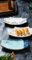 Assiettes japonaises peintes à la main à la main à la main à la main Plate de sashimi Plat à long terme