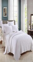 Famvotar Solid White 100 Cotton 3Piece Trapunted Ledspread Set Floral Stitching Queen Size Reversible Coverlet 4 Quilts1 stagionali1