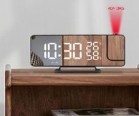 Relojes de mesa de escritorio LED Digital despertador de despertador Mirador de proyección Pantalla de humedad de la humedad del proyector electrónico Función FM