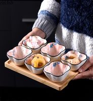 Geschirrteller Keramikblumenmuster Snack Teller Wohnzimmer Frucht Nordic Candy Box Predinner getrocknetes Becken
