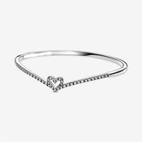 Con brazaletes originales Bangles Women Fits Pandora Authentic S925 Sterling Silver Heart Cz Diamond Pave Charms Bracelet Cumplea￱os de Navidad BR031