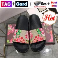 Мужские дизайнерские тапочки женские слайды плоские сандалии мужчины роскошная обувь пляжная мода с коробкой цветочные женщины кроссовок