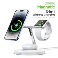 W9 3 en 1 15W Chargeur sans fil magn￩tique pour iPhone 14 13 Pro Max Apple Watch AirPods Desk Charging Stand Fast 15W Blocs de chargement