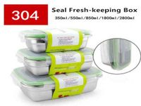 Seal Fresh Keeping Box Box Stainless Aço Almoço Recipientes de Preservação de Alimentos Recipiente de Armazenamento à prova de vazamento Bento J220707