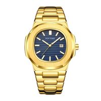 Нарученные часы мужчины роскошные часы Gold Case Blue Dial PP Дизайн из нержавеющей стали кварцевые часы светящиеся ручные повседневные часы оротологии