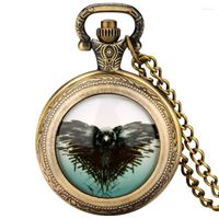 Relojes de bolsillo bronce de bronce medianos como homenaje honor cañón collar de cuarzo de cuarzo colgante de la cadena de reloj de anime para hombres mujeres