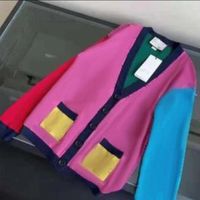 Sweaters Women Simple Color Matching Knitting Temperment V-Conco suelto y versi￳n coreana delgada de mujeres de su￩ter de combinaci￳n
