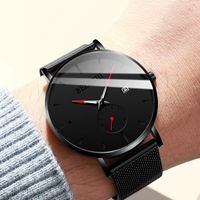 Нарученные часы 2022 Простые ультра -тонкие белуши мужски смотрят деловые наручные часы Мужские черные минималистские часы мужского пола Relogio Masculino