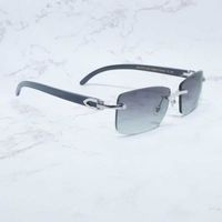 Sunglasses Rimless Square Luxury Designer White Black Buffs ...